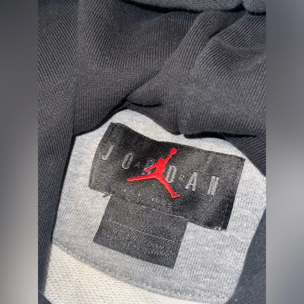 Vintage Men’s Air Jordan DNA Jumpman Logo Grey/Black/White Fleece Hoodie- Large